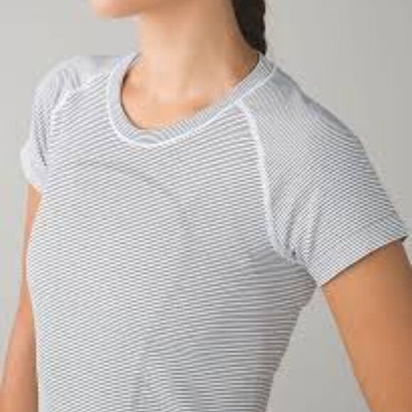 lululemon Run Swiftly Tech Short Sleeve Stripped Seamless Mesh Crew Shirt Top - Picture 11 of 11